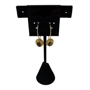 Elegant Vintage Stamped Antiqued Gold Tone Tigers Eye Drop Earrings.